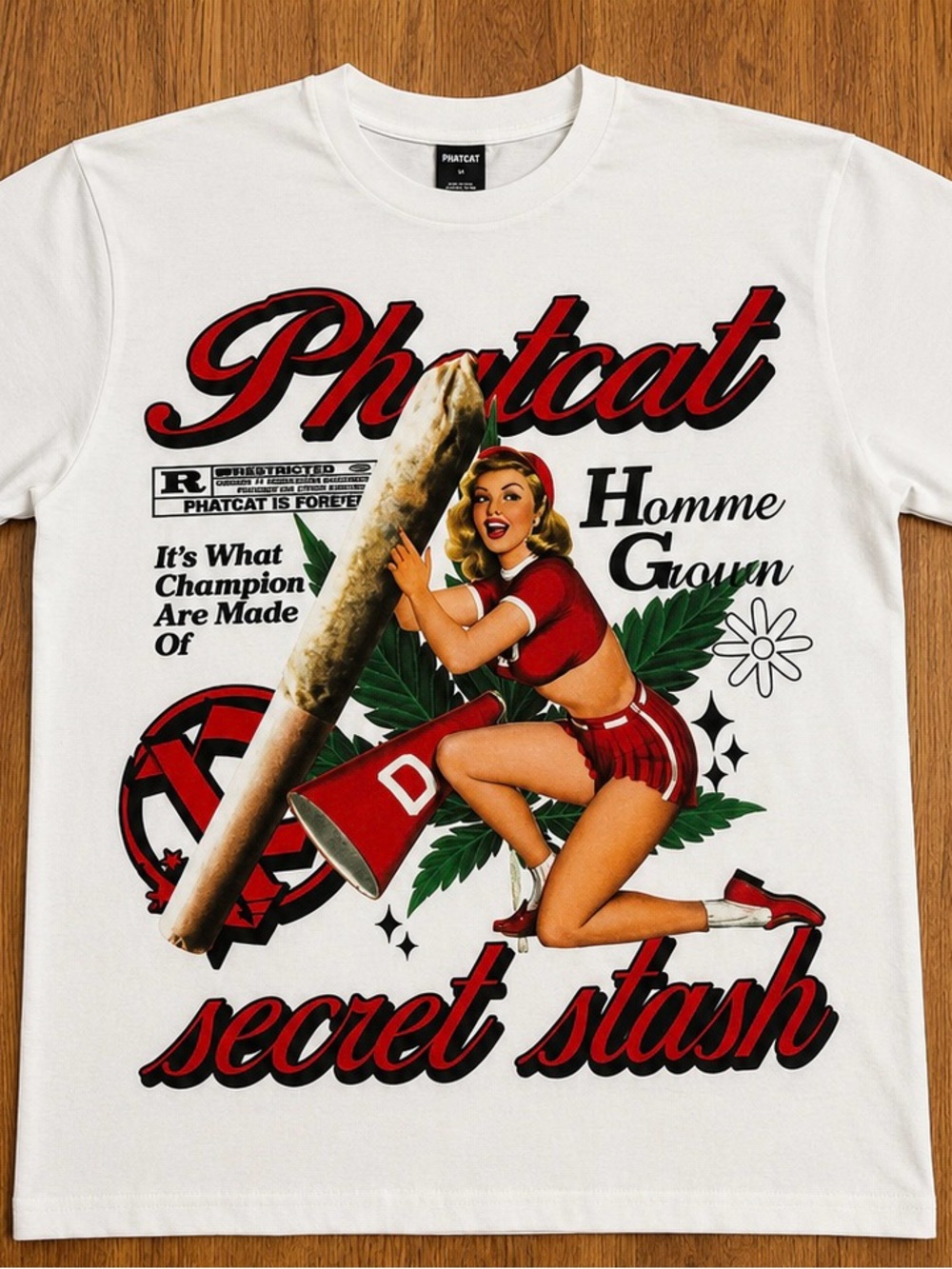 Men’s White Short Sleeve Graphic Tee - Secret Stash Design